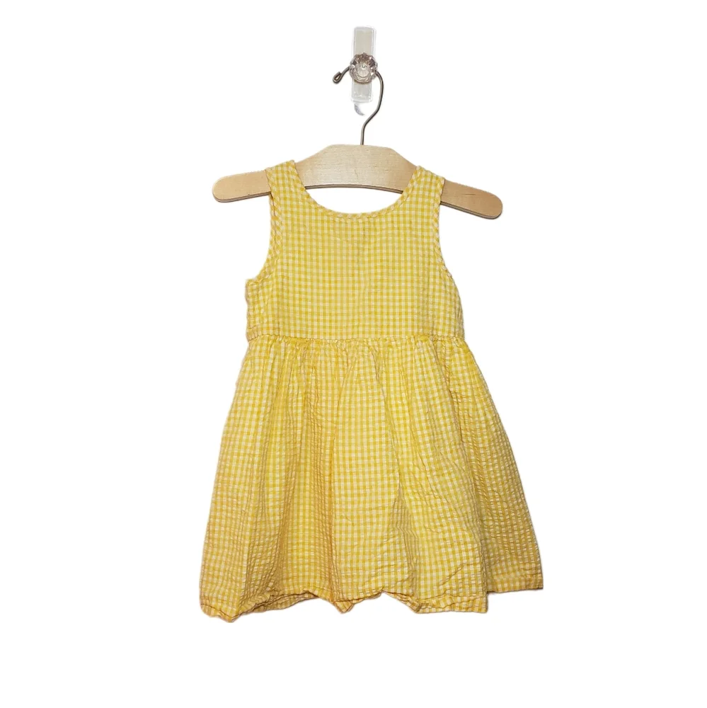 Ralph Lauren 18m Baby Girl Yellow Gingham Checked Sleeveless Button Back Dress